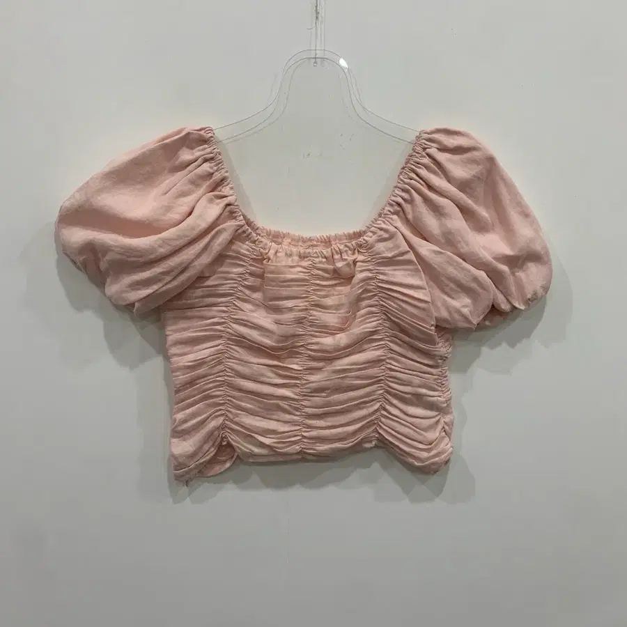 퍼프 셔링 린넨 블라우스