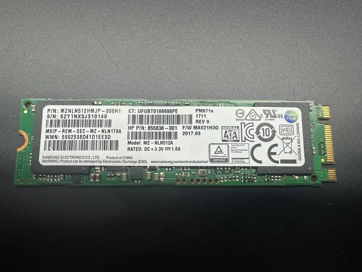 삼성 PM871a M.2 SATA 512GB SSD / 2280 / 정상작동