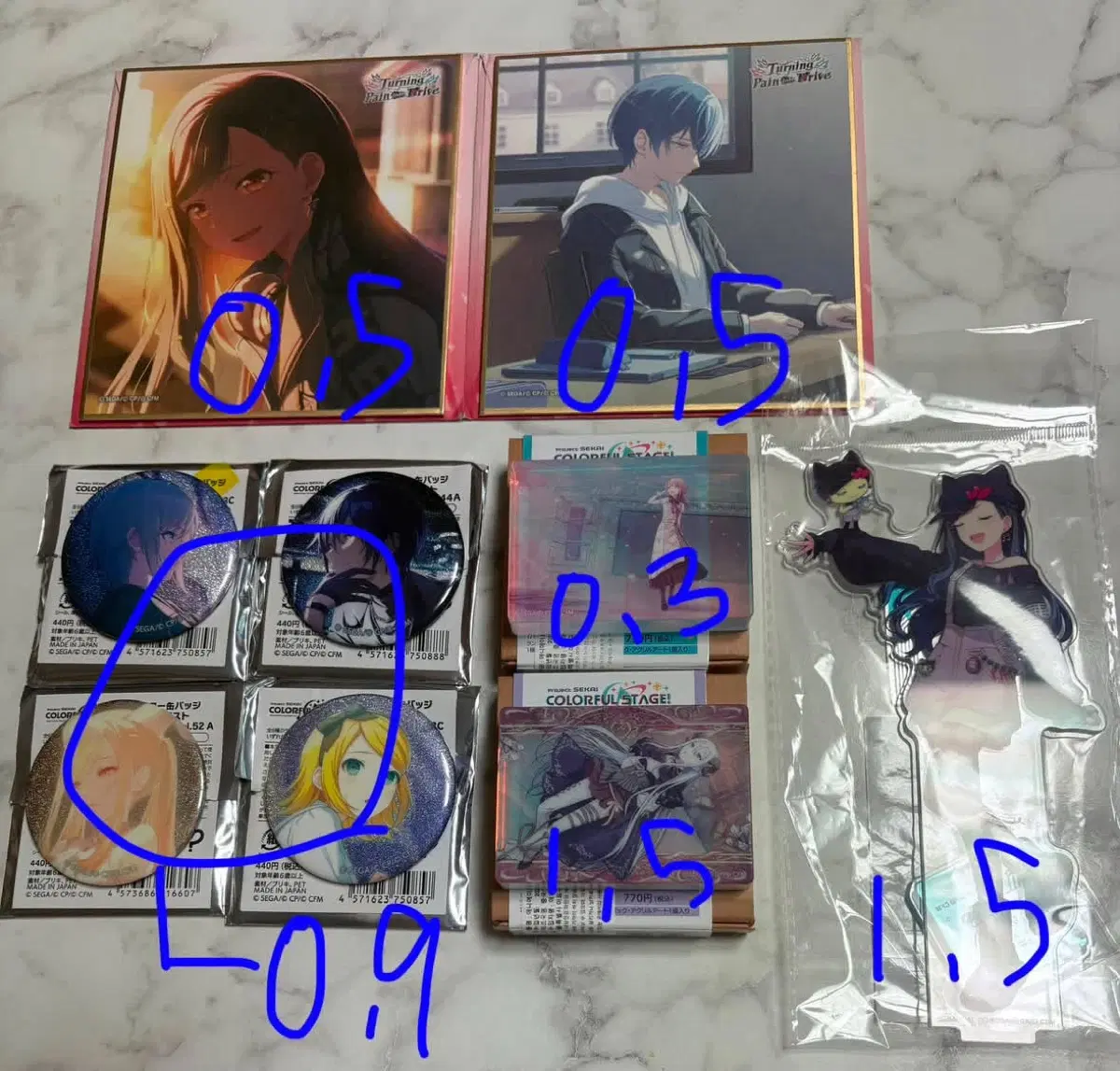 프세카 프로세카 색지 아크릴스탠드 캔뱃지 노블아트 양도 판매 토우야 안 카나데 시호 카이토