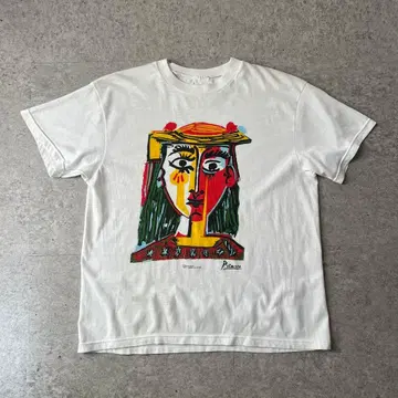 ~90s Picaso 피카소 모자를 쓴 여자 흉상 프린트T셔츠 유로