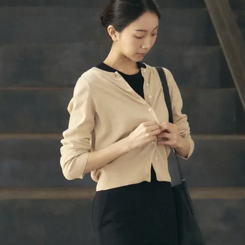 (새상품) 유메르 umer 프레쉬 라운드 가디건 소프트핑크