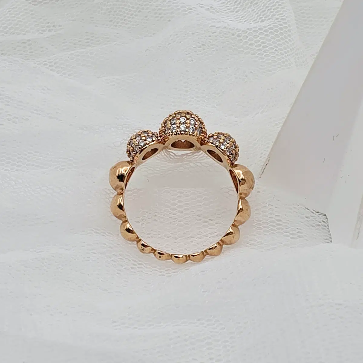 볼 큐빅 반지 큐빅 로즈골드 색상