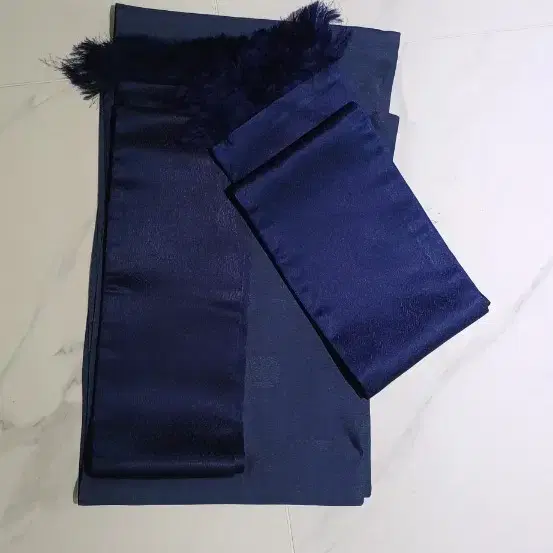 네이비색 깃털 장식 한복 머플러 3개 셋트