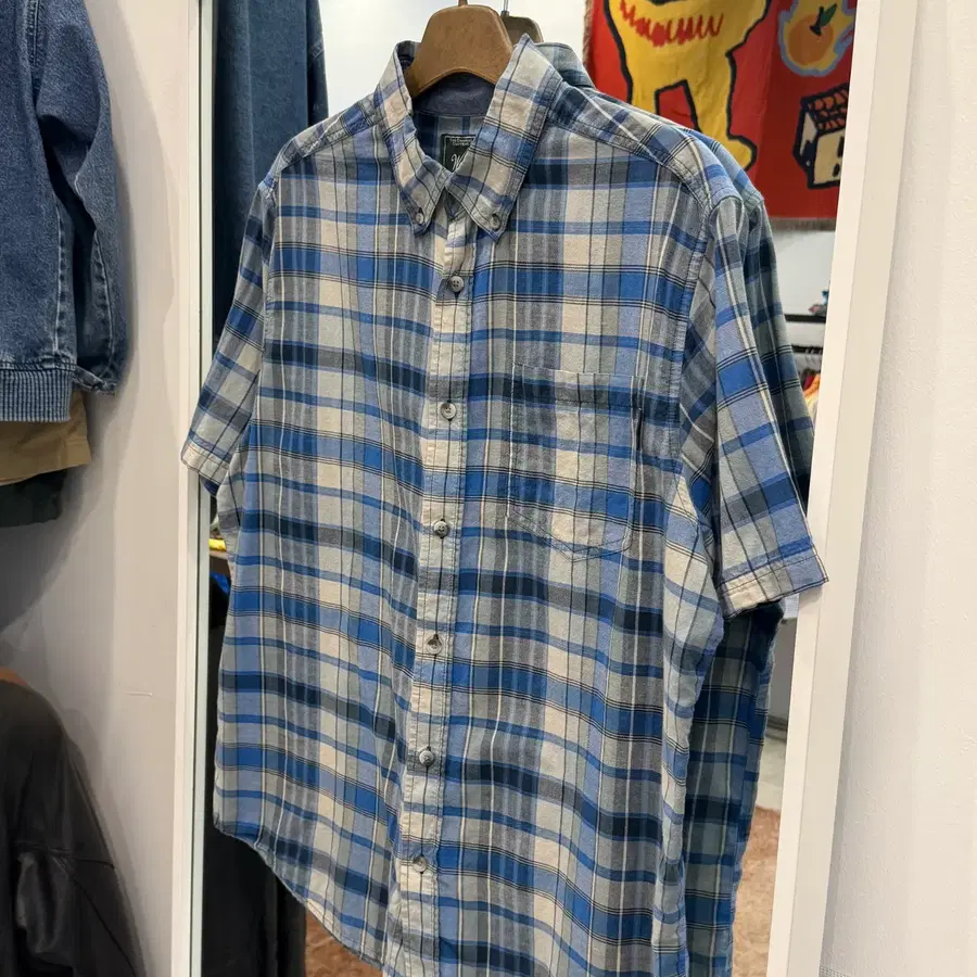 00s Woolrich 울리치 체크 반팔 셔츠