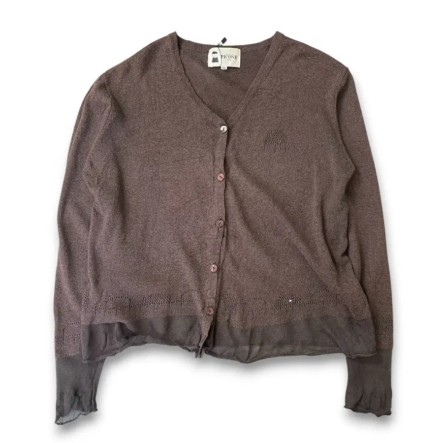 주세페피코네로마 초코브라운 시어 시스루 포인트 가디건 M