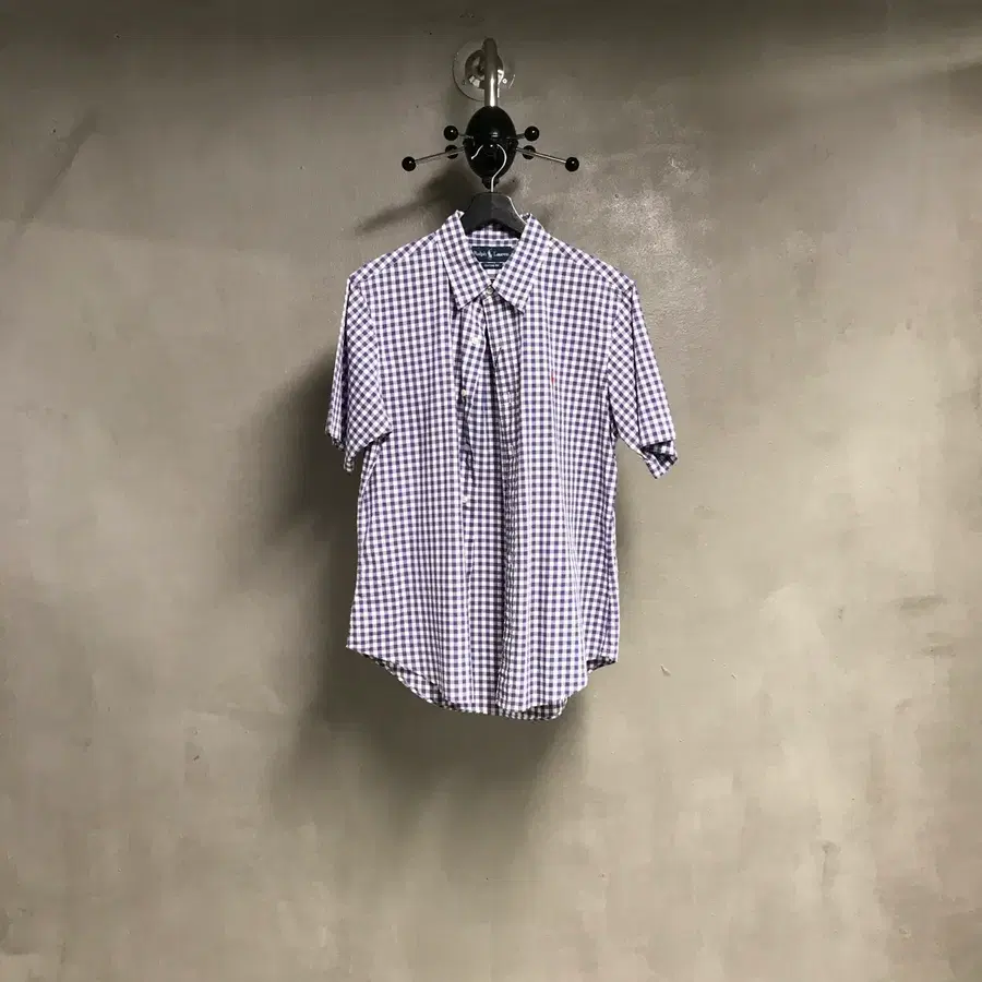 폴로 랄프로렌 깅엄 체크 반팔 셔츠 L