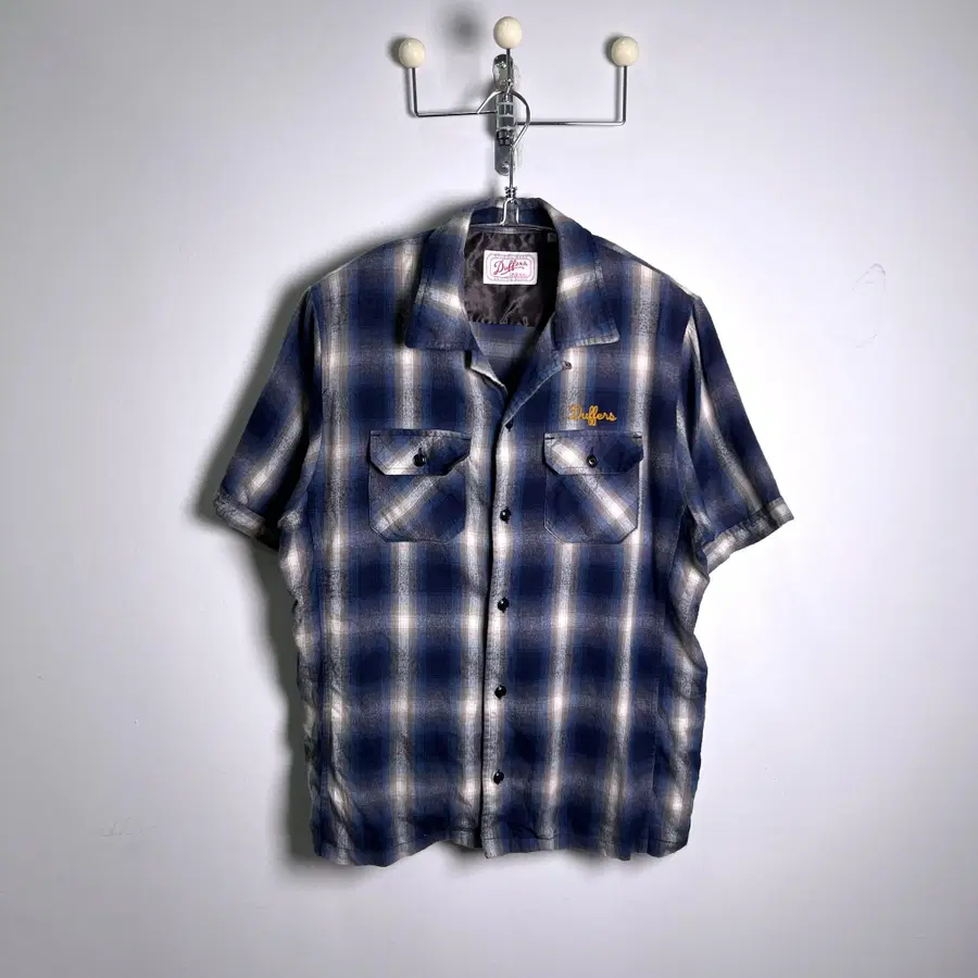 VTG 빈티지 옴브레 체크 반팔 워크 셔츠 XL