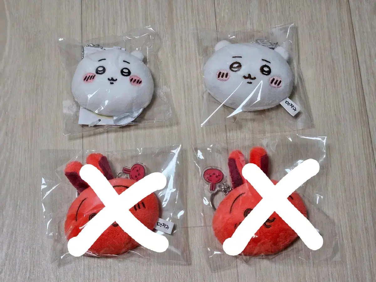 (새상품) 정품 먼작귀 얼굴형 봉제 거울 키링 치이카와, 빨간 우사기 빨사기