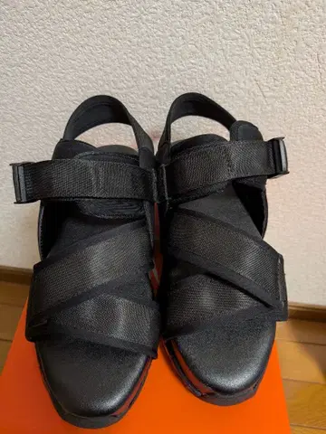 HARE 빌딩 솔 샌들 블랙 L 사이즈 통굽