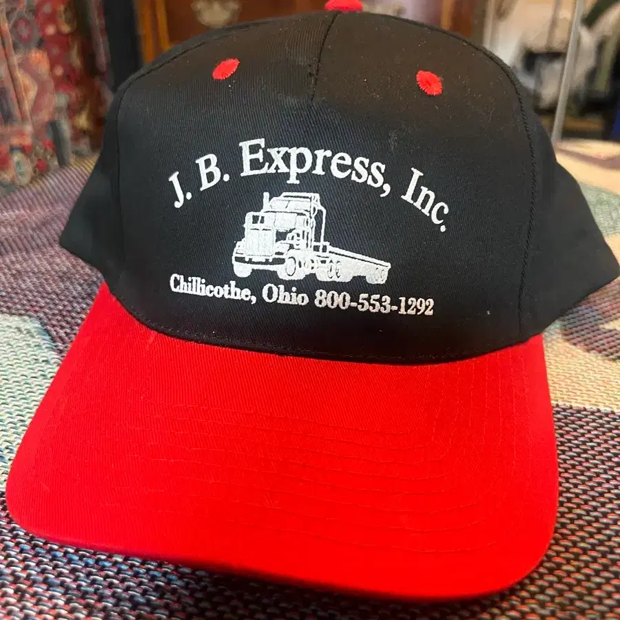 90s USA J.B. Express Inc. 트럭 로고 볼캡 블랙/레드