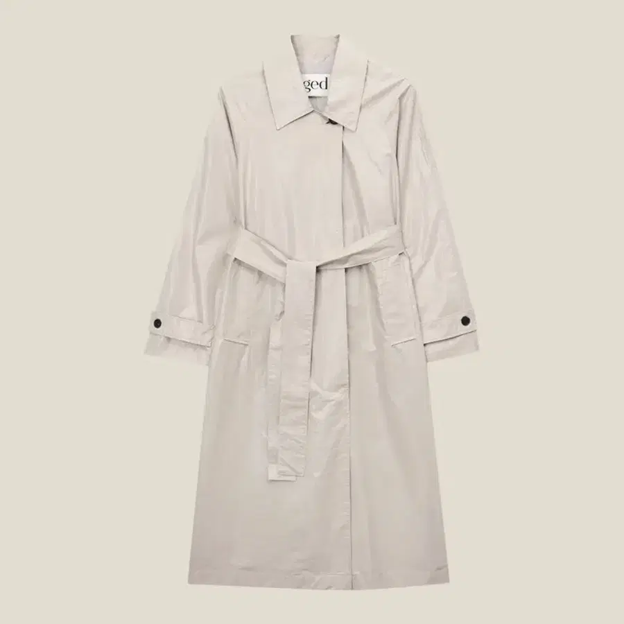 샵게드 shop.ged VEGAN LEATHER TRENCH COAT - BEIGE (원가 328,000원)