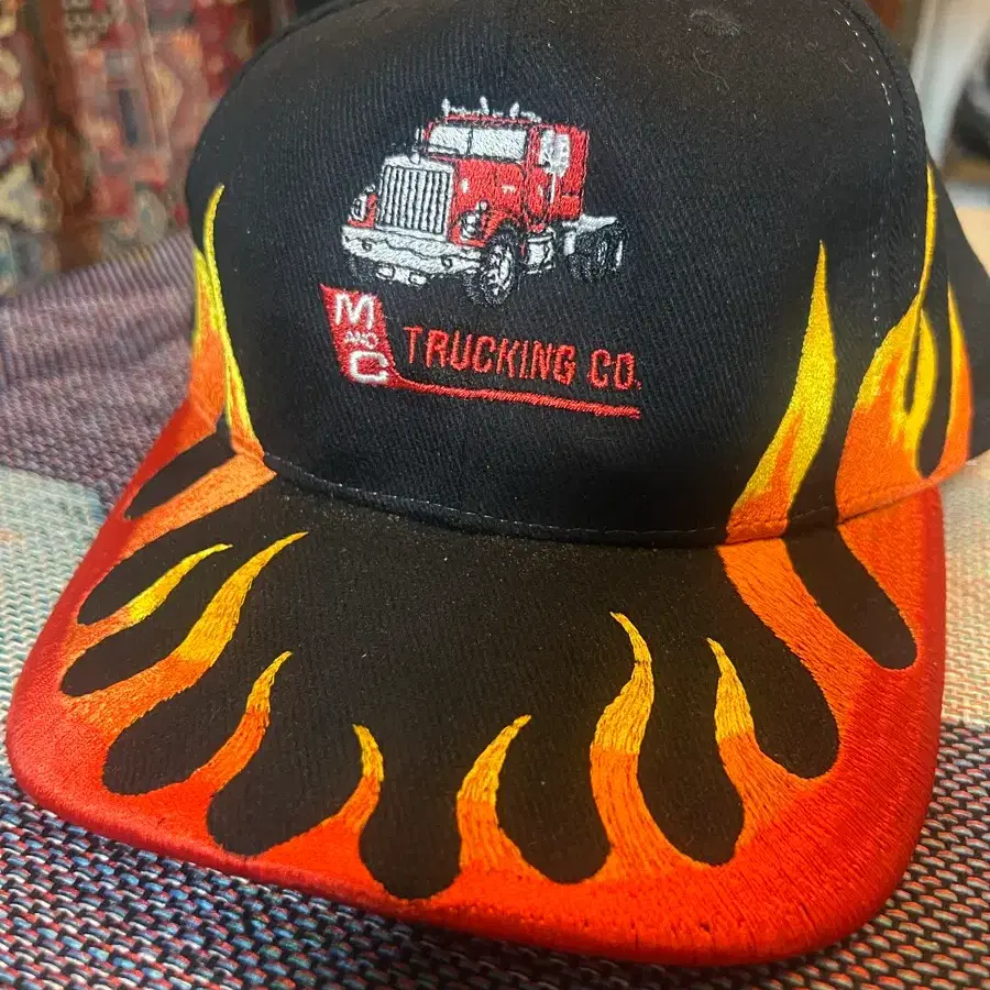 90s usa 물류회사 M AND C TRUCKING CO 불꽃 캡