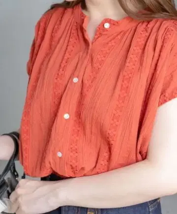 어반 리서치 양류 개더 프렌치 블라우스 오렌지 프리