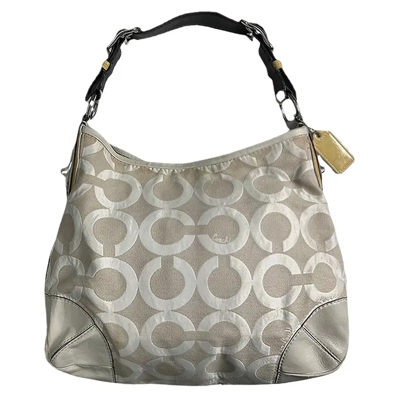 COACH Peyton signature shoulder bag light grey