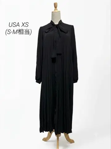 ZARA 새상품급 보타이 플리츠 롱 원피스 블랙 XS 긴팔