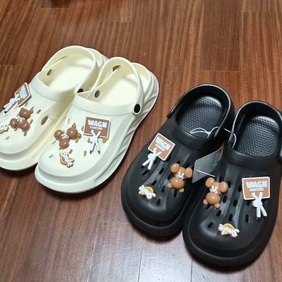 귀여운 곰돌이 뮬 슬리퍼250 (블랙/아이보리)