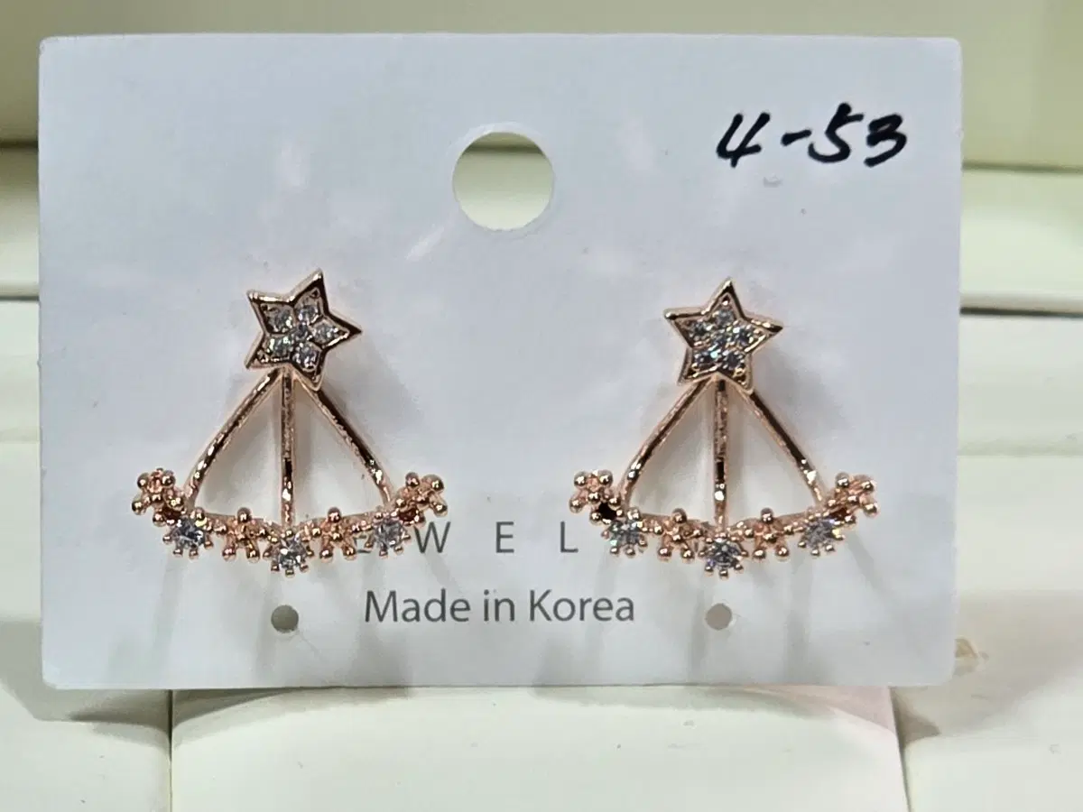 별 모양 귀걸이 로즈골드 큐빅 은침