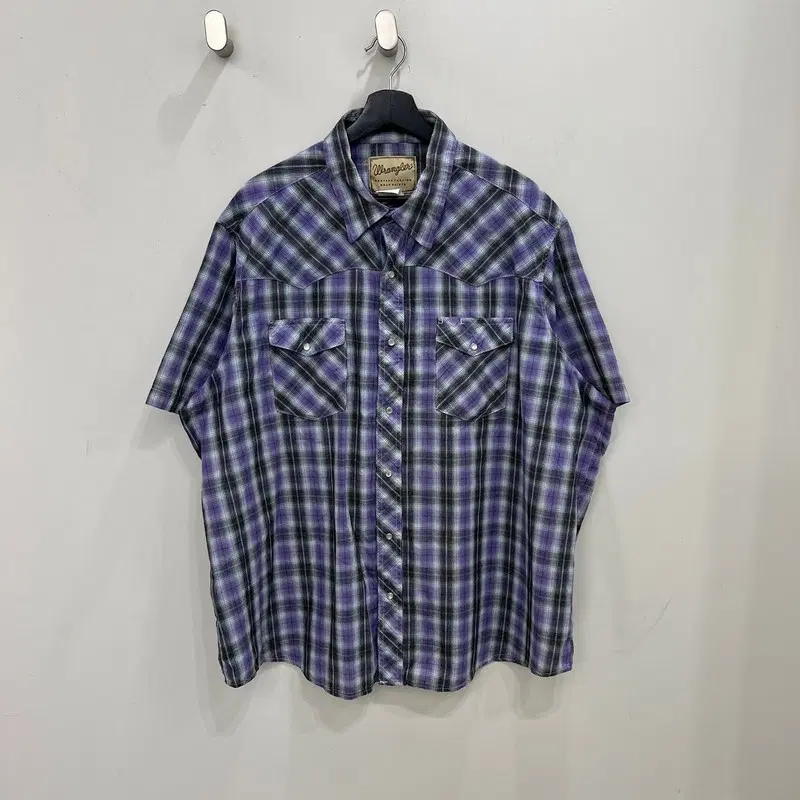 랭글러 웨스턴 체크 하프 셔츠 r4402