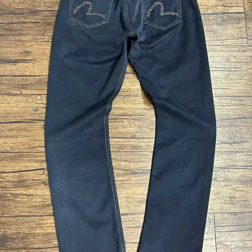 에비수 EVISU 블랙 데님 스트레이트 팬츠 빅로고 31
