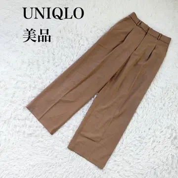 유니클로 릴랙스 이지 턱 와이드 팬츠 카멜 Y505