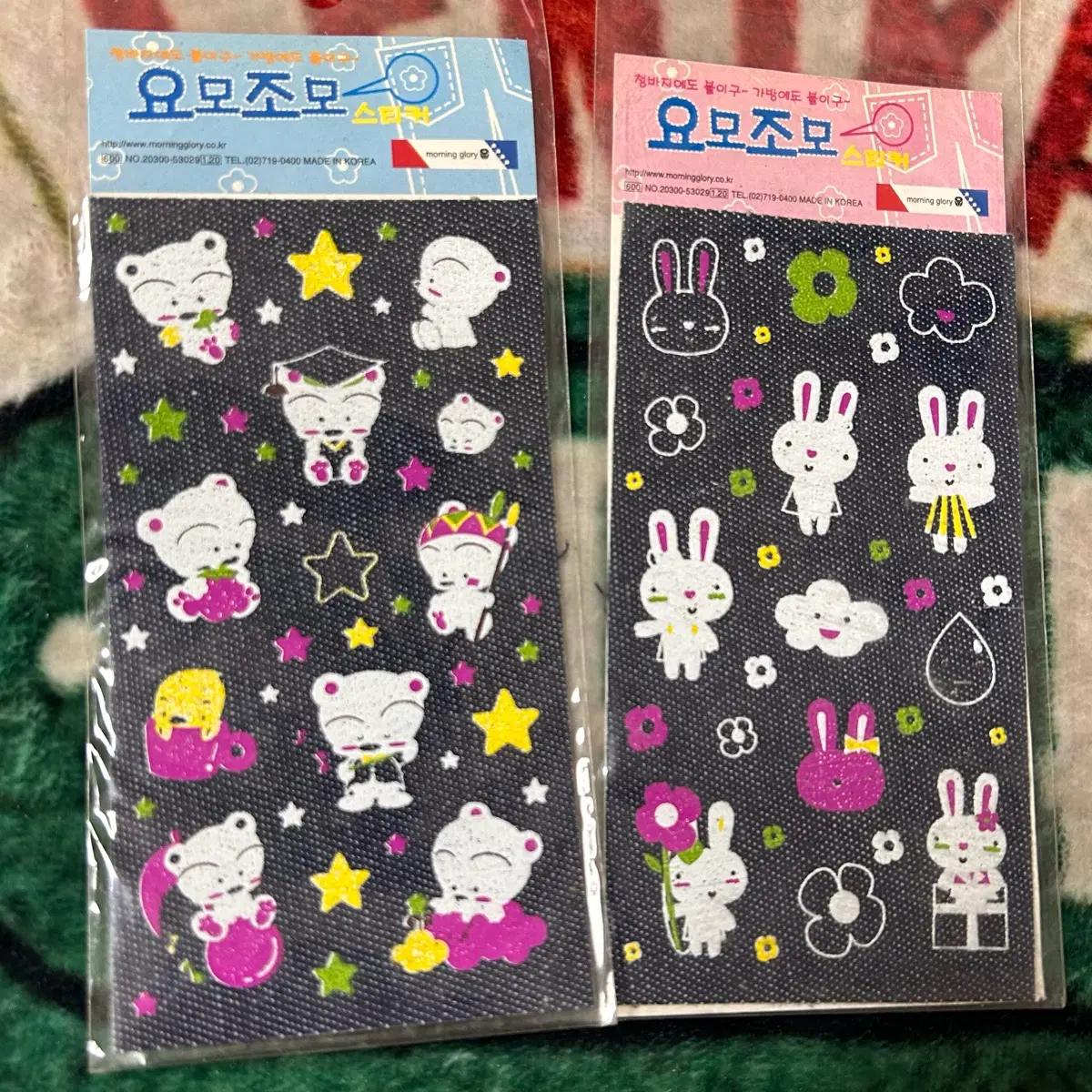 고전문구 모닝글로리 블루베어 바부 데님 스티커
