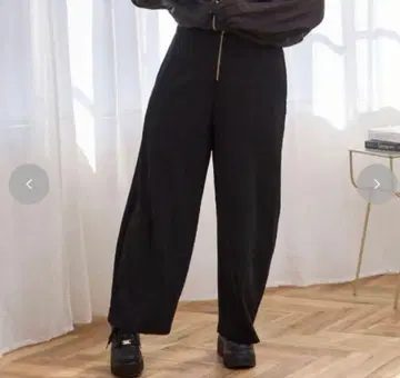 시마무라 람쨩 지퍼 와이드 팬츠 4L 블랙
