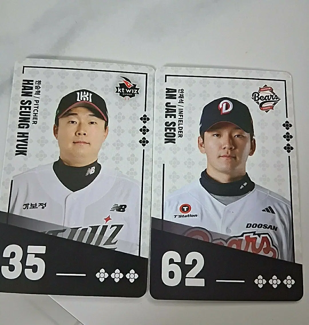 KT wiz 한승혁 35번 카드 / 두산베어스 안재석 62번 카드