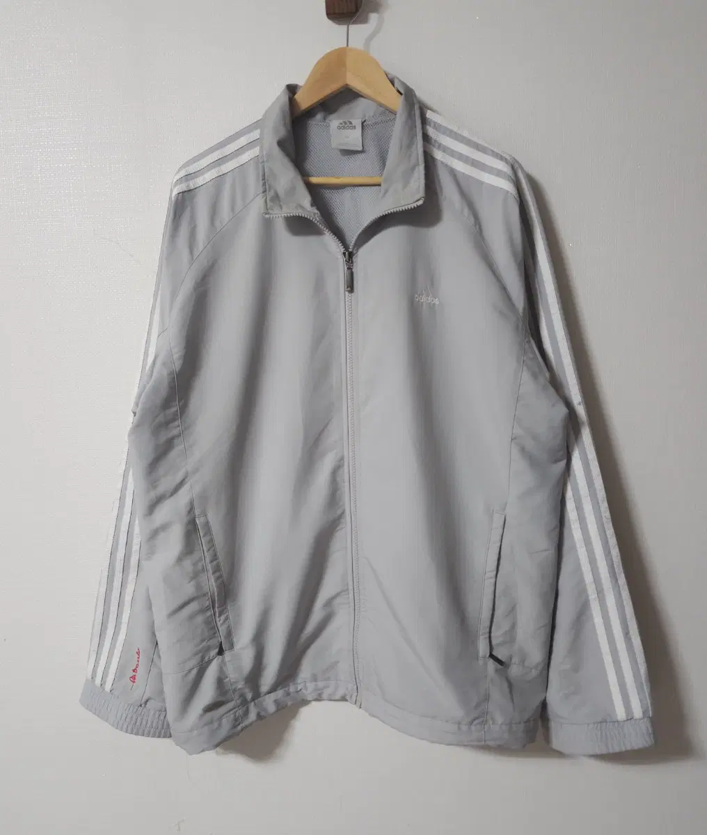 2XL 아디다스 삼선 그레이 바람막이 오버핏 자켓