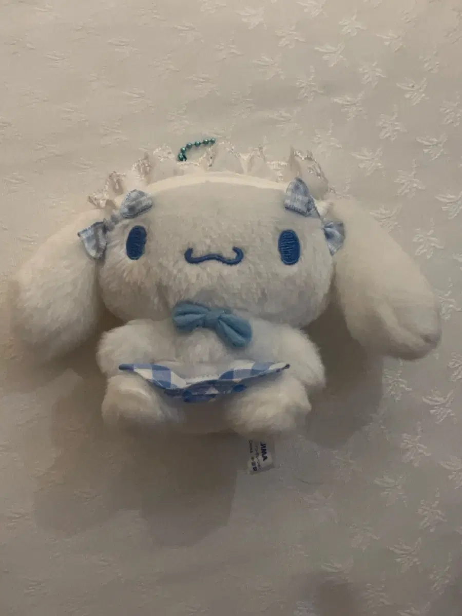 산리오 깅엄체크 시나모롤 카페 마스코트 키링 인형