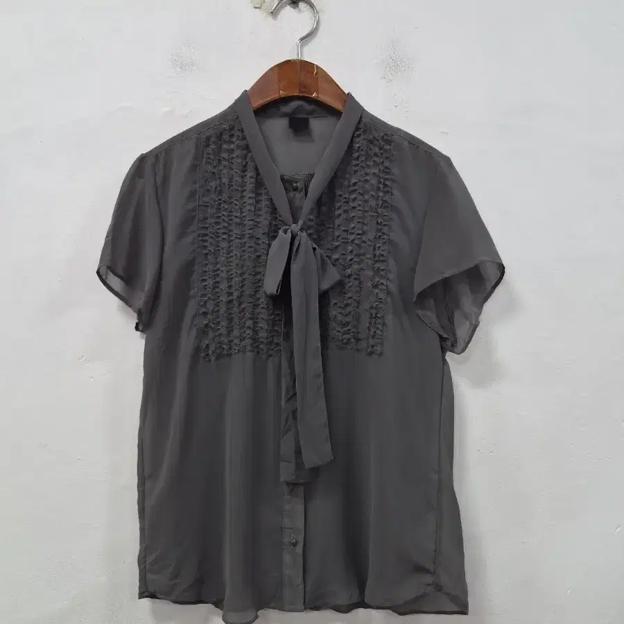 JEANASIS 그레이 쉬폰 블라우스