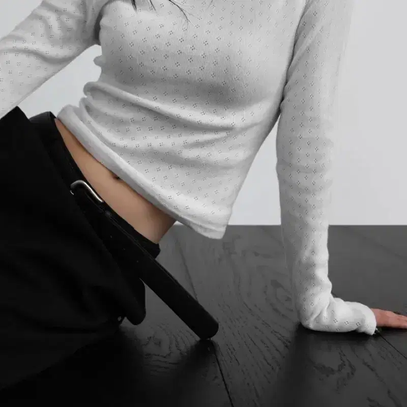 어텀 펀칭 긴팔 티셔츠 화이트