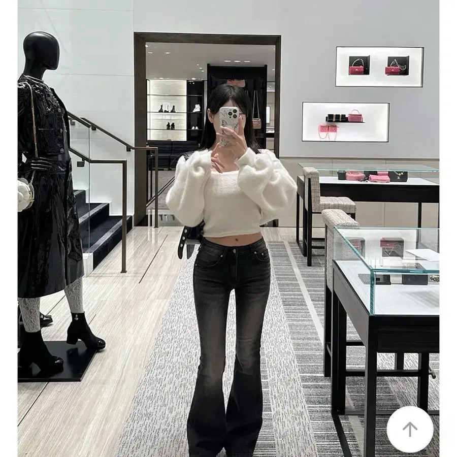 모디핏 더블링 로우라이즈 부츠컷 팬츠 흑청 m