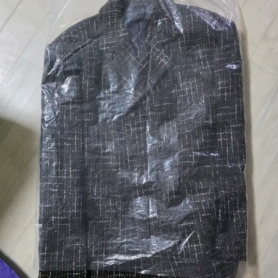 크러쉬어게인 브라운 빅 트위드 블레이져 L