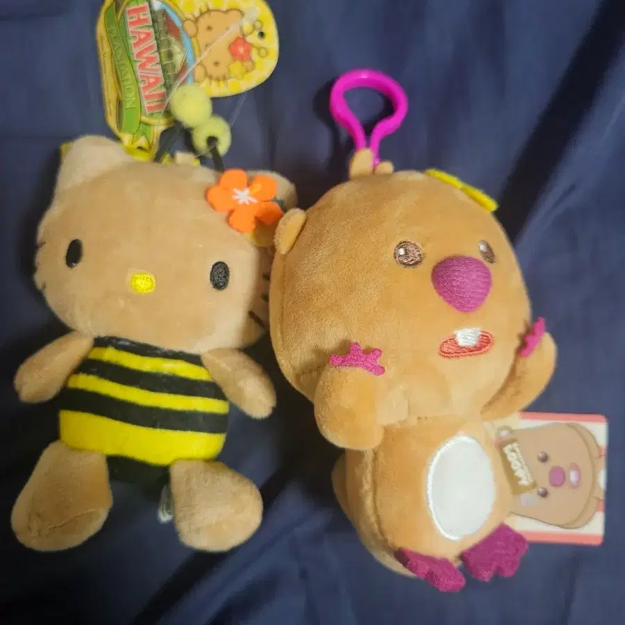 헬로키티 꿀벌 인형 & 루피 인형 키링 태닝