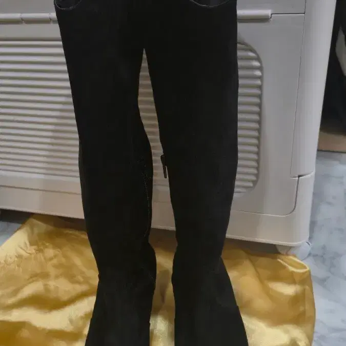 스웨이드 롱 부츠 블랙