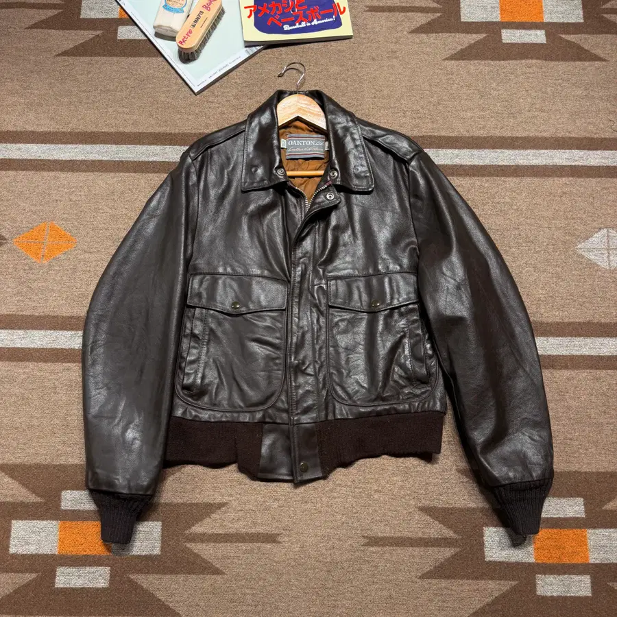 USA 80s OAKTON 고트레더 A2 자켓 M