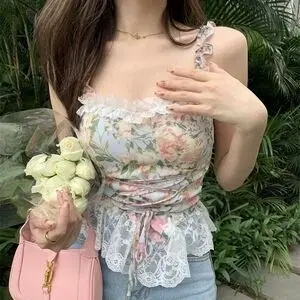 플로럴 레이스 뷔스티에 코르셋 아일렛 슬리브리스