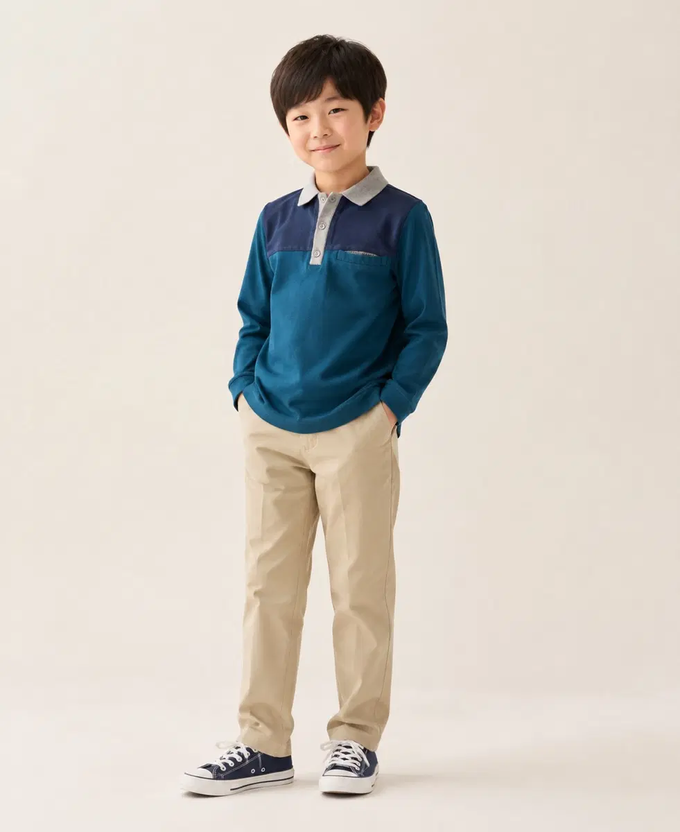 8At140사이즈 펜디 키즈 카라 긴팔 티셔츠 정품 청녹색