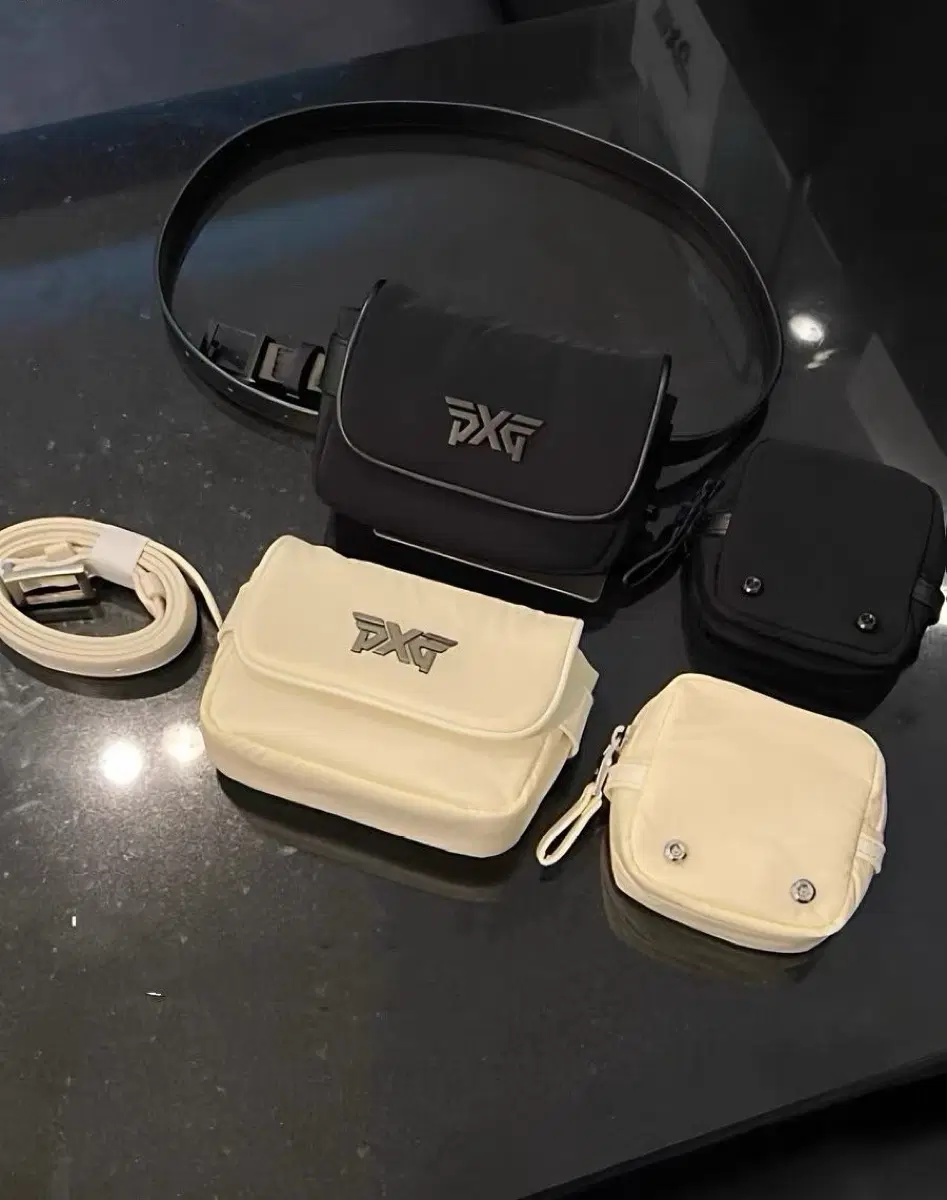 PXG 여성 뉴 벨트 백 아이보리,블랙