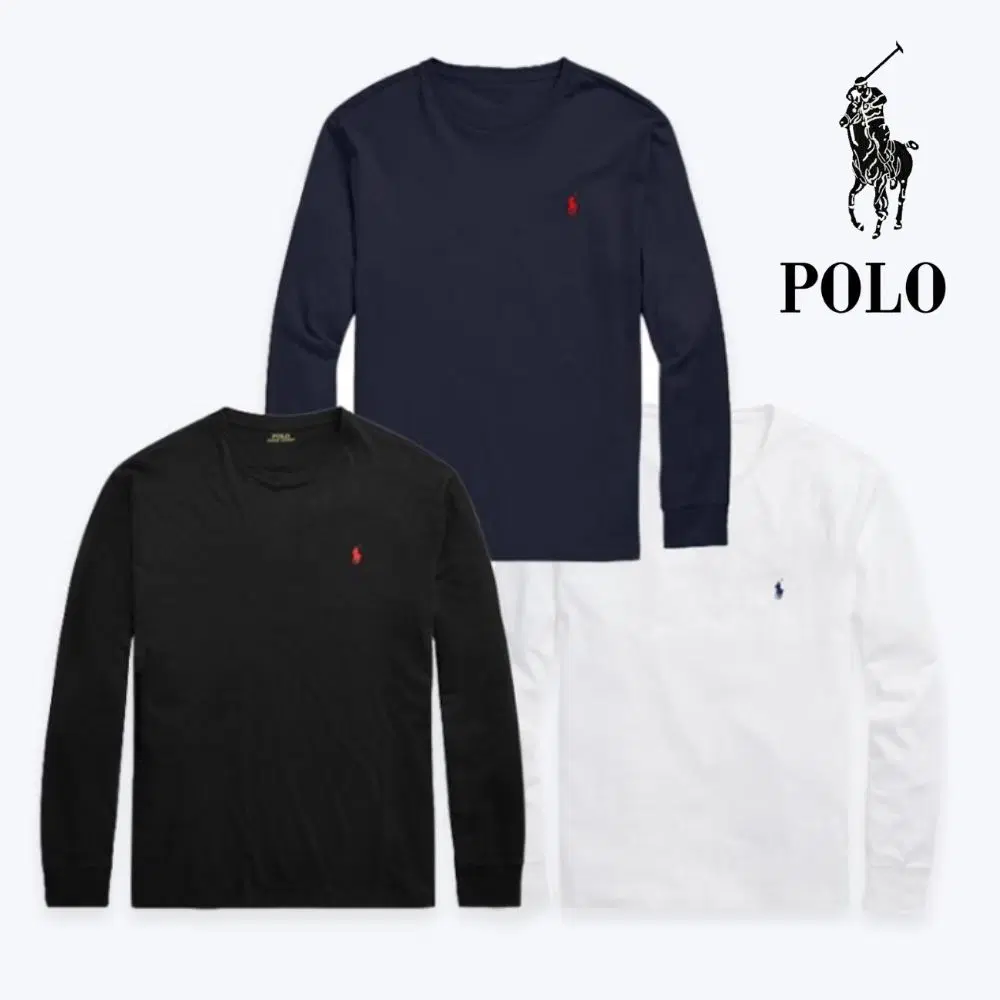 New/Genuine) Polo Ralph Lauren Standard Long Sleeve T-shirt Unisex (3 COLOR)