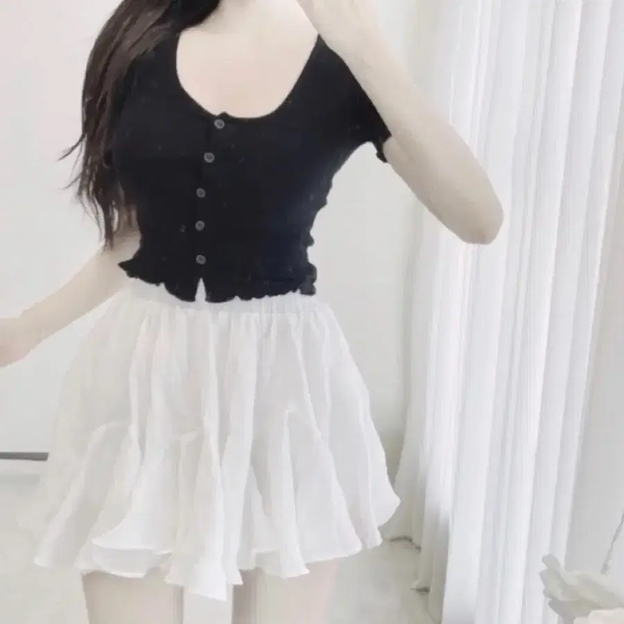 (새상품) 반팔 물결 크롭 가디건 티셔츠