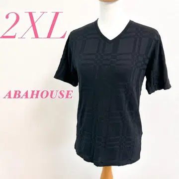 ABAHOUSE 아바하우스 반팔 티셔츠 블랙 체크 무늬 2XL