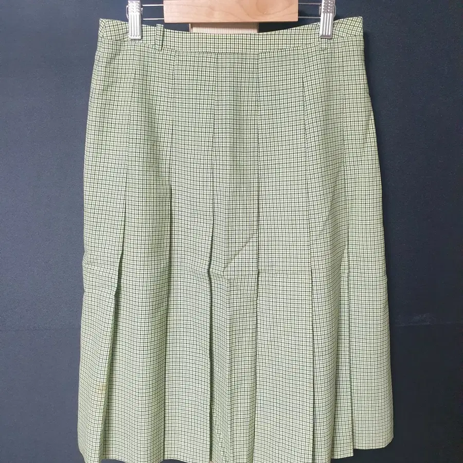 진짜만원 BCBG 체크주름 롱스커트 그린체크 64