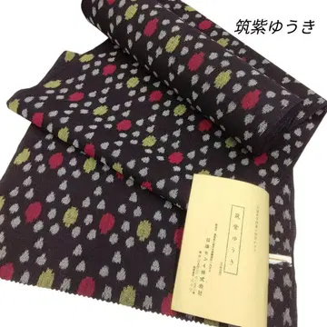 츠쿠시 유키 명주 옷감 직물 도트 물방울 면 쿠루메가스리 블랙 #1398