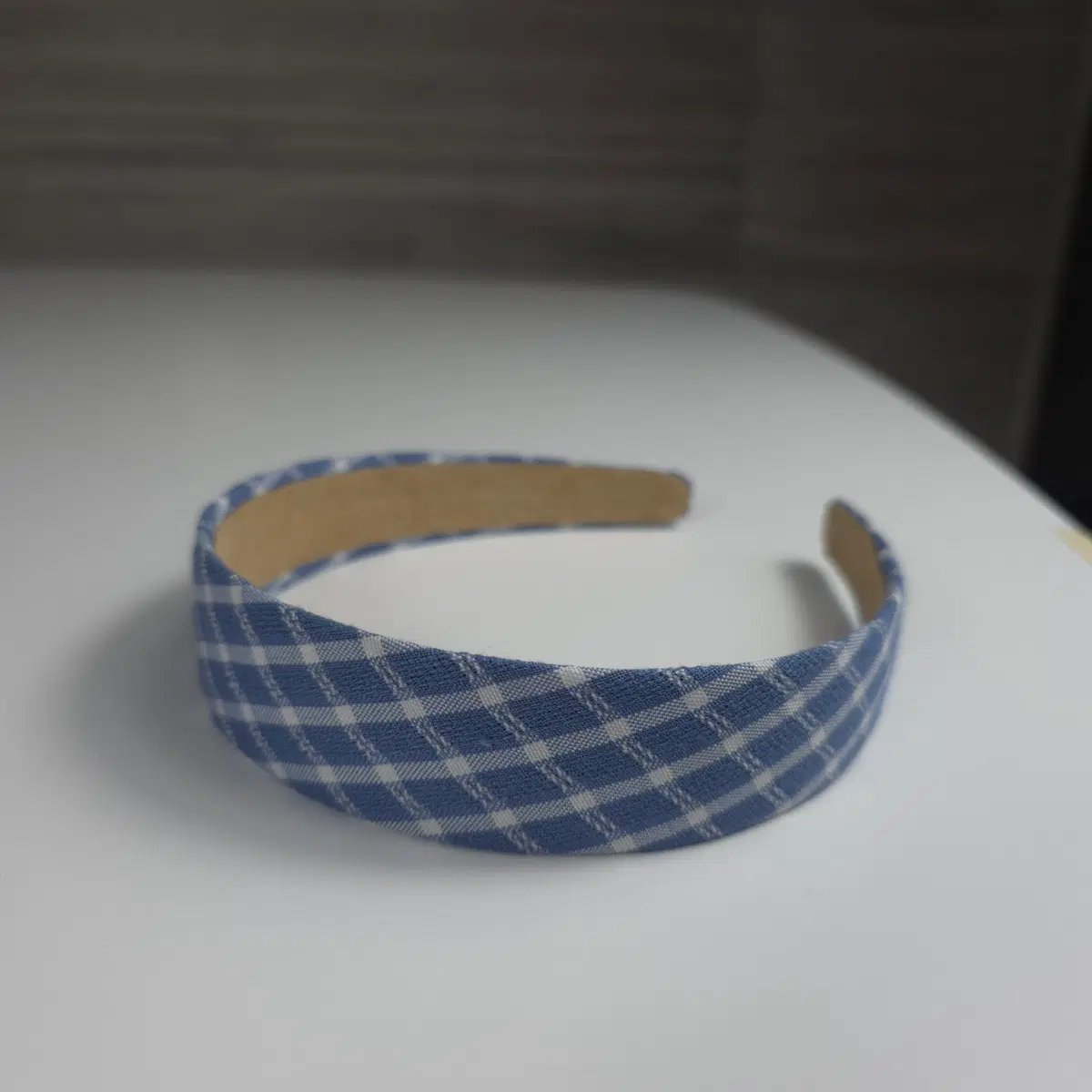 [새상품] 체크 블루 파란색 하이틴 키치 머리띠 헤어연출