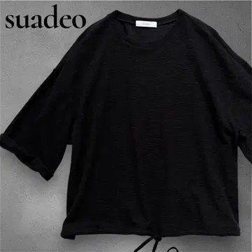 suadeo 오버 사이즈 드로 코드 블랙 상의