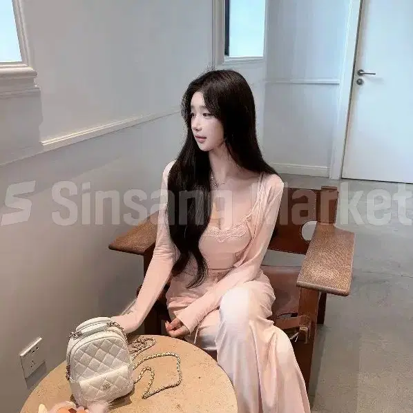 [빠른발송] 레이스 배색 세트 나시 팬츠 가디건 트레이닝