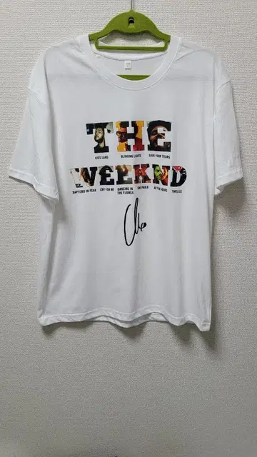 [ THE WEEKND ] 곡명 사인 T셔츠 L 화이트 더 위켄드