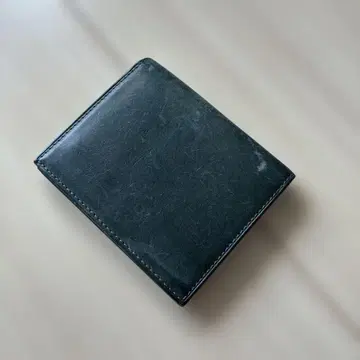 이단 접이식 지갑 그린 계열 가죽