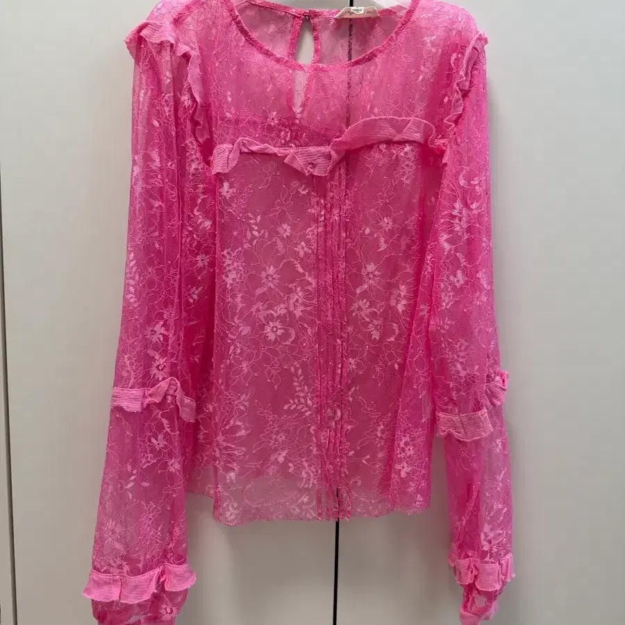 For love & lemons 핑크 시스루 블라우스